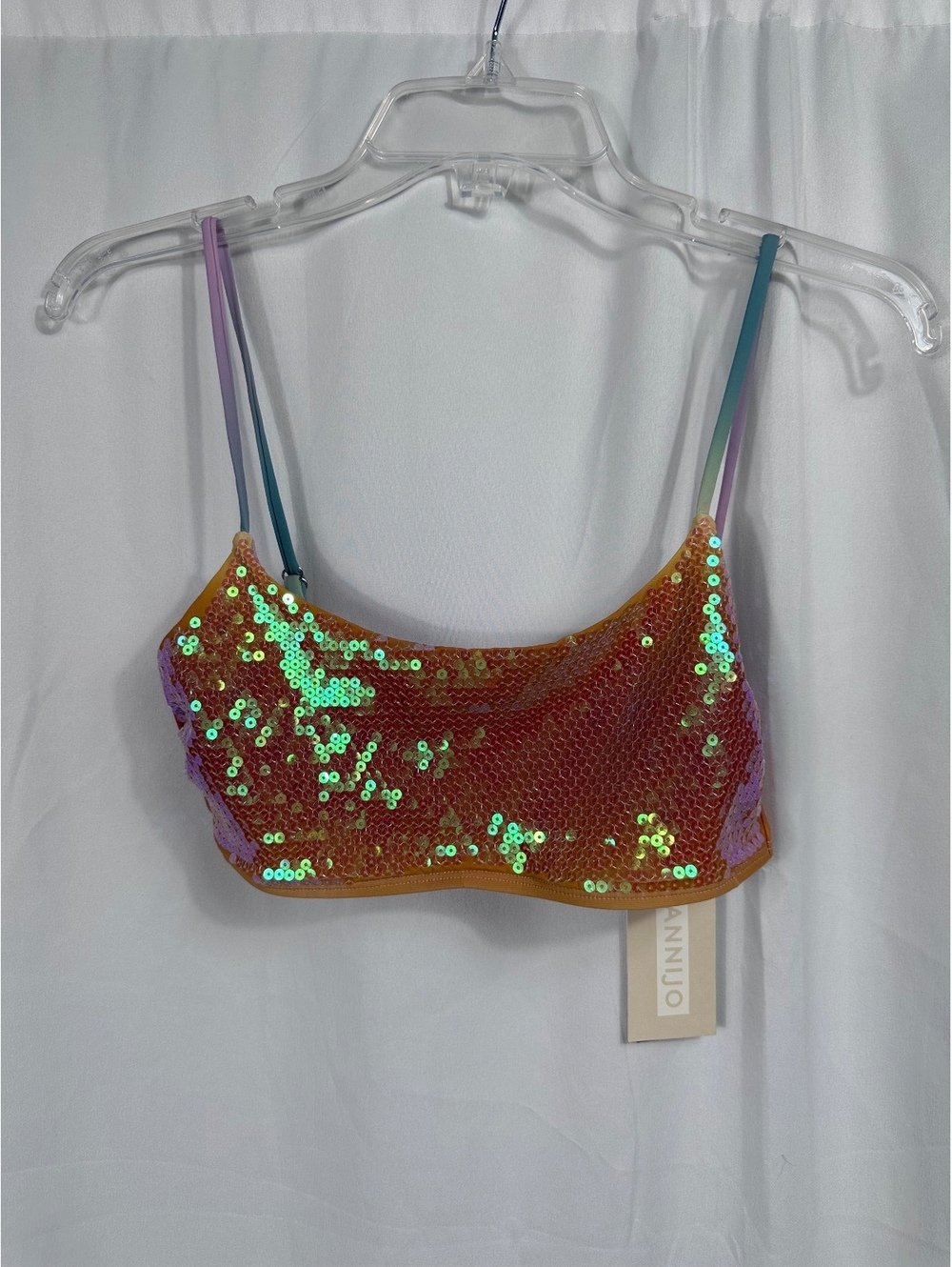 Dannijo x Gianni Bini Sequins Bikini Top in Multicolor, Size M
